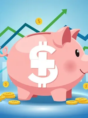 Illustration of a piggy bank with medical cross and dollar sign, representing 2026 HSA benefits and investment growth.