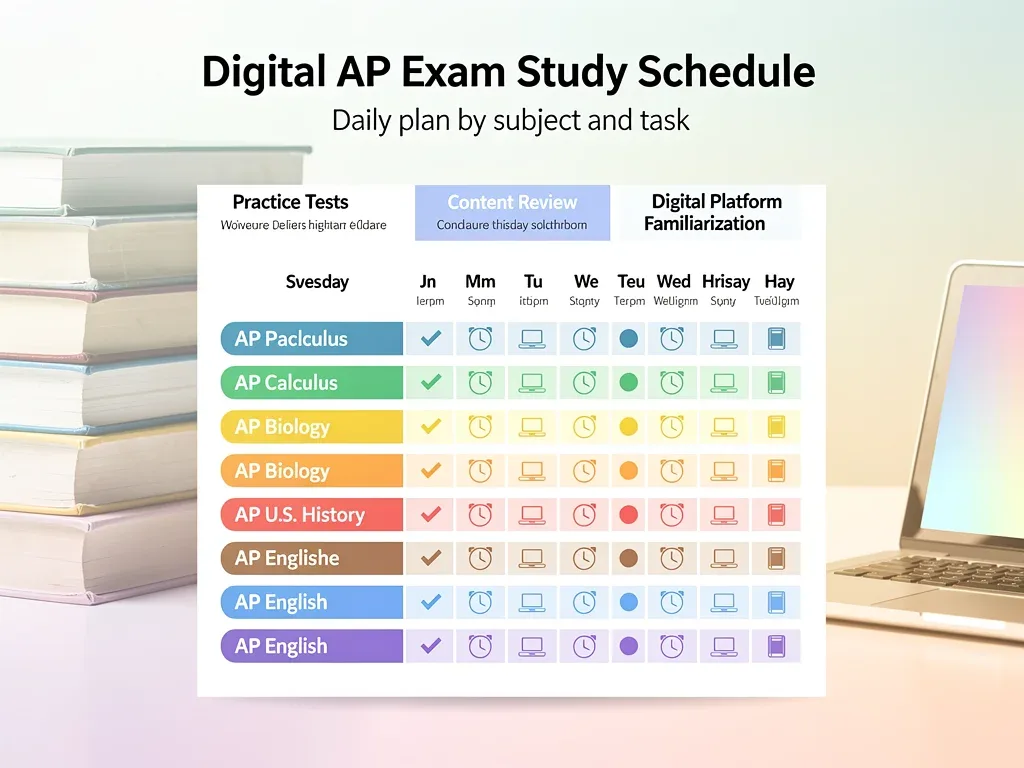 Infographic of effective digital AP exam study schedule