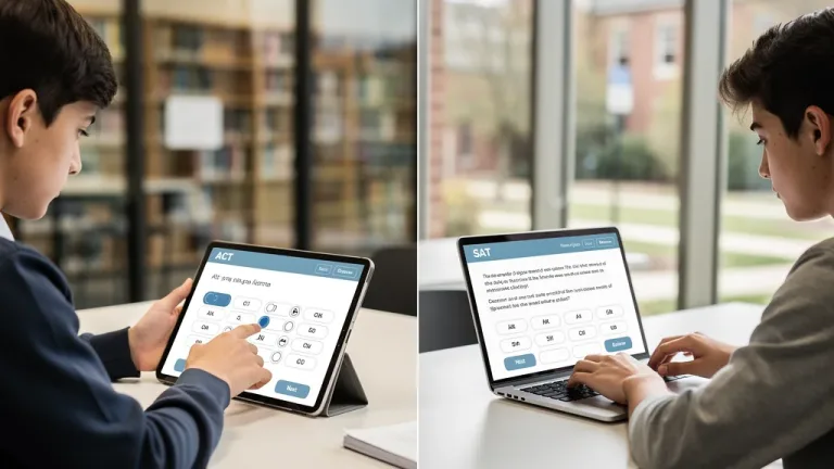 Digital ACT vs Digital SAT 2026 comparison with students taking tests