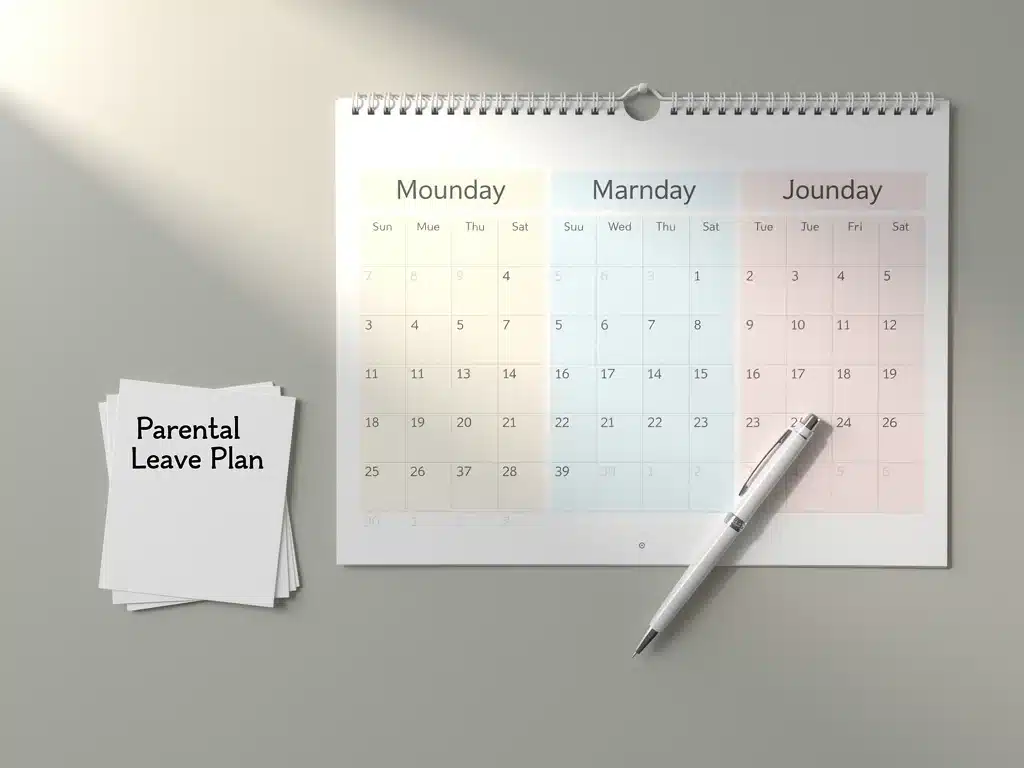 Calendar highlighting next three months for parental leave planning.