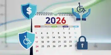 Calendar showing 2026 with financial protection and disability support symbols
