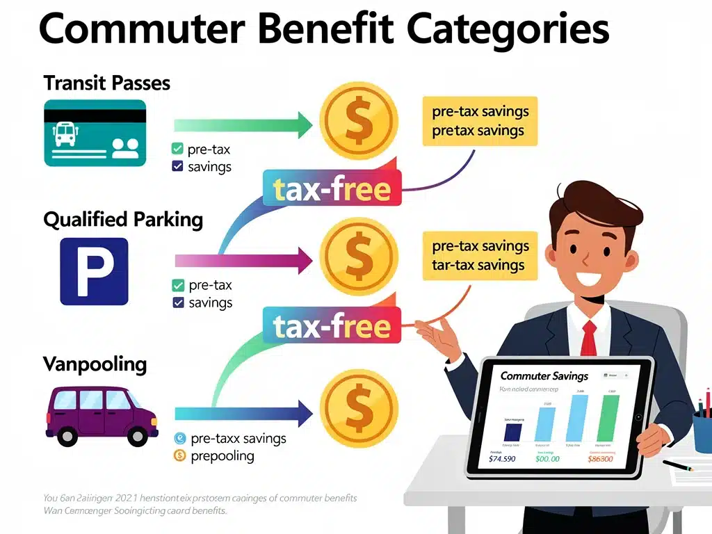 Infographic illustrating various 2026 commuter benefits and their tax-free savings