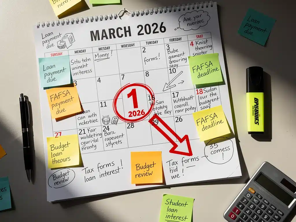Calendar highlighting March 1, 2026, for loan forgiveness applications